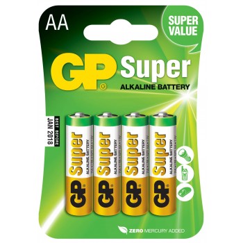 Pilha Super Alcalina AA em Blister de 4pcs - 15A-C4 - GP Batteries