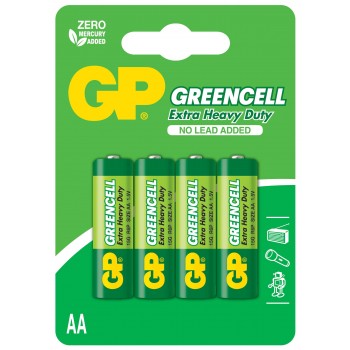 Pilha Greencell Zinco Carvão AA em Blister de 4pcs – 15G-C4 – GP Batteries