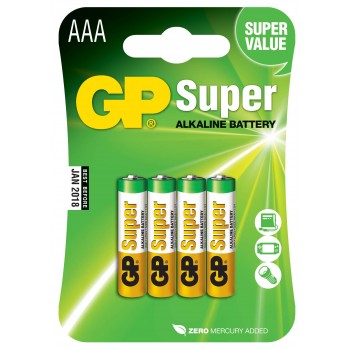 Pilha Super Alcalina AAA em Blister de 4pcs - 24A-C4 - GP Batteries