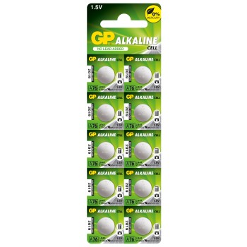 Bateria Alcalina Tipo Botão em Cartela Destacável com 10pcs - LR44-C10 - GP Batteries