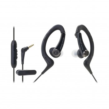 Fone de ouvido Audio-Technica SonicSport intra-auriculares com microfone e controle - ATH-SPORT1iSBK