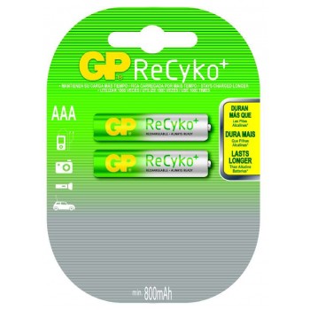 Pilha Recarregável ReCyko AAA em Blister de 2pcs – 800mAh - 850AAAHCB-C2 - GP Batteries