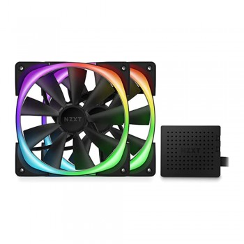 Kit com 2 Coolers com Controlador NZXT Aer RGB 2 140mm Preto HF-2814C-DB