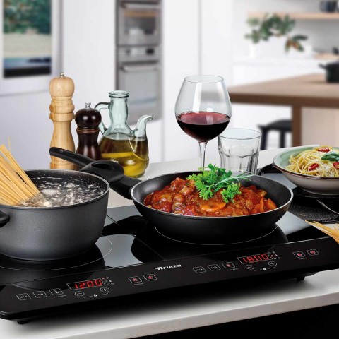 Cooktop de Indução Portátil Ariete 1998 Vitrocerâmico 2 Bocas Touch Screen Preto 127V - 00C199809ARBR