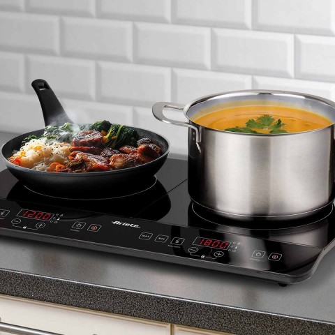 Cooktop de Indução Portátil Ariete 1998 Vitrocerâmico 2 Bocas Touch Screen Preto 127V - 00C199809ARBR