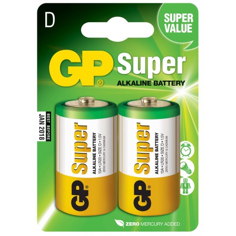 Pilha Super Alcalina D em Blister de 2pcs – 13A-C2 - GP Batteries