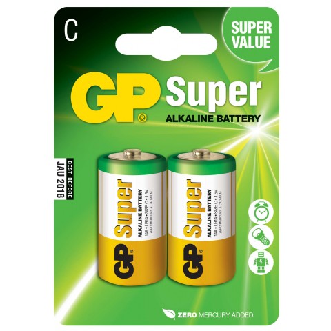 Pilha Super Alcalina C em Blister de 2pcs – 14A-C2 - GP Batteries