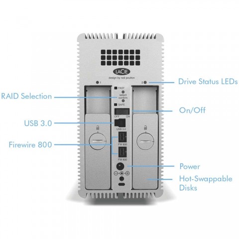 HD Externo LaCie 2Big Quadra 6TB USB 3, USB 2, FireWire 400 e 800 RAID – 9000354