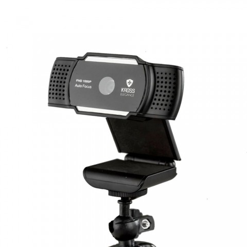 Webcam Kross Full HD 1080P Foco Automático com tripé ajustável KE-WBA1080P