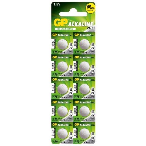 Bateria Alcalina Tipo Botão em Cartela Destacável com 10pcs - LR44-C10 - GP Batteries