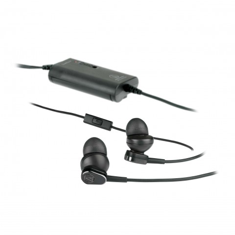 Fone de ouvido Audio-Technica QuietPoint intra-auriculares com microfone e controle - ATH-ANC33iS