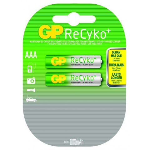 Pilha Recarregável ReCyko AAA em Blister de 2pcs – 800mAh - 850AAAHCB-C2 - GP Batteries