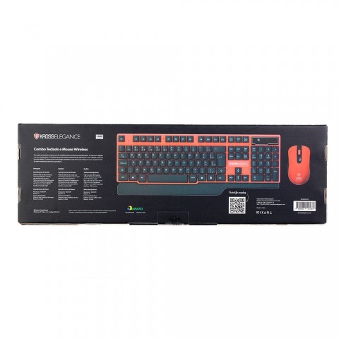 Kit Teclado e Mouse sem Fio Kross Vermelho e Preto KE-KM553V1