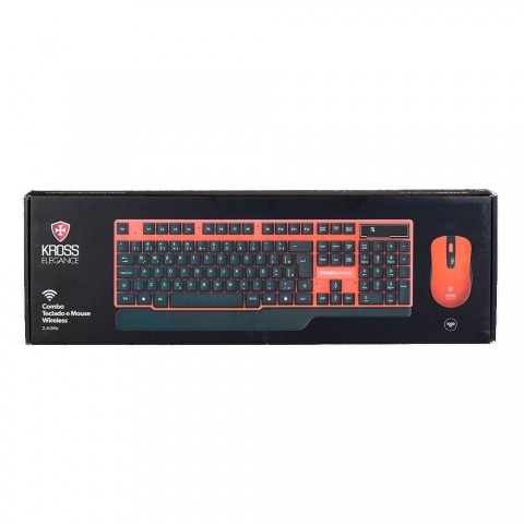 Kit Teclado e Mouse sem Fio Kross Vermelho e Preto KE-KM553V1