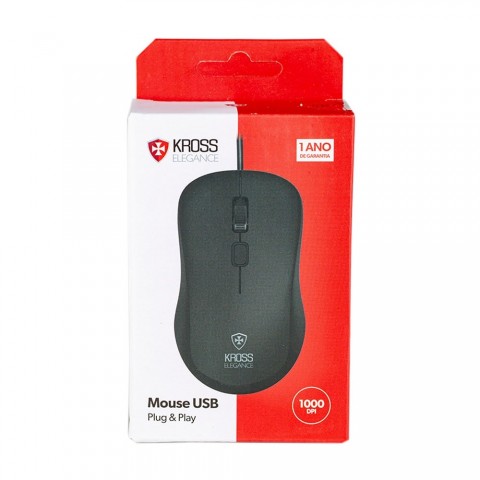 Mouse com Fio Kross USB 1.000 DPI Preto KE-M095