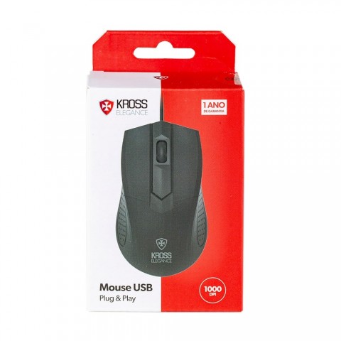 Mouse com Fio Kross USB 1.000 DPI Preto KE-M108