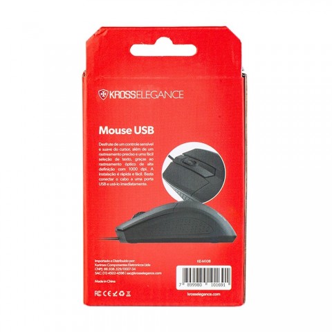 Mouse com Fio Kross USB 1.000 DPI Preto KE-M108