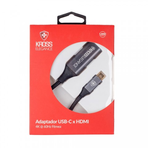 Adaptador Kross USB-C para HDMI 4k@60Hz Fêmea KE-UC0107