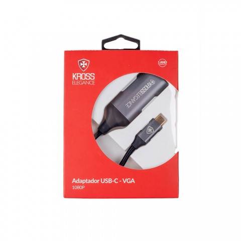 Adaptador Kross USB-C para VGA 1080P KE-UC0110