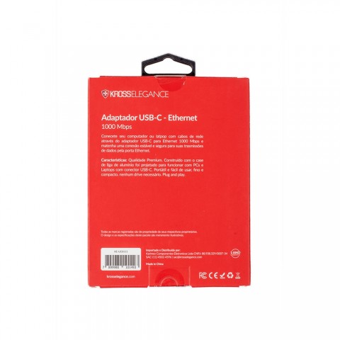 Adaptador Kross USB-C para LAN RJ45 Gigabit Ethernet KE-UC0111