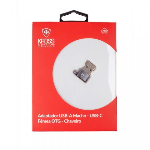 Adaptador Kross USB-A Macho para USB-C Fêmea OTG - Tipo Chaveiro KE-UC0112