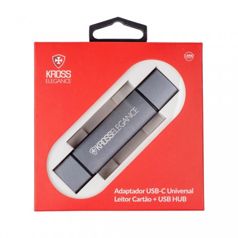 Adaptador Kross USB-C e USB-A (1 x USB 3.0 + Leitor de Cartão Universal) KE-UC0116