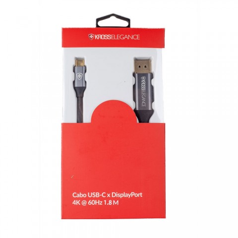 Cabo Conversor Kross USB-C para DisplayPort 4K@60Hz 1.8m KE-UC0119