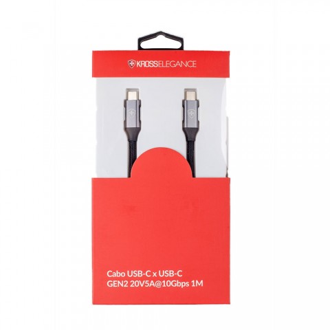Cabo Conversor Kross USB-C para USB-C GEN2 20V5A @10Gpbs 1m KE-UC0121